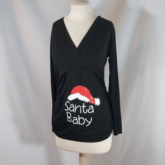 BBHoping Tops - BBHoping Women Christmas Santa Baby Maternity Shirt Size XL